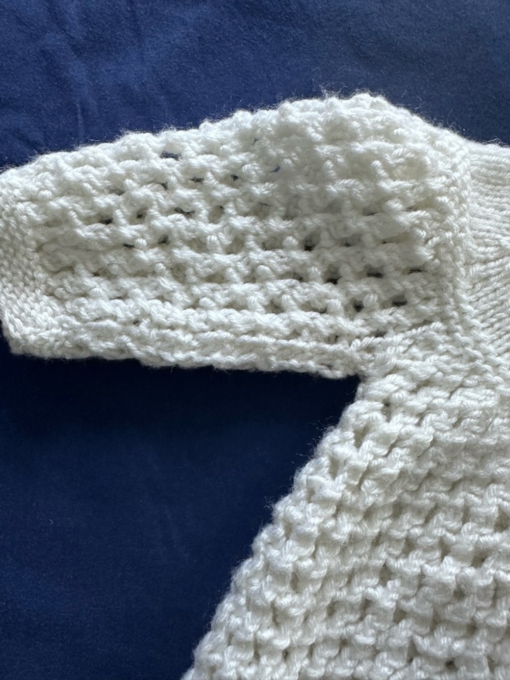 Handmade Hand Knit Baby Cardigan Sweater & Beanie Hat Set White 3-6M - Picture 3 of 7